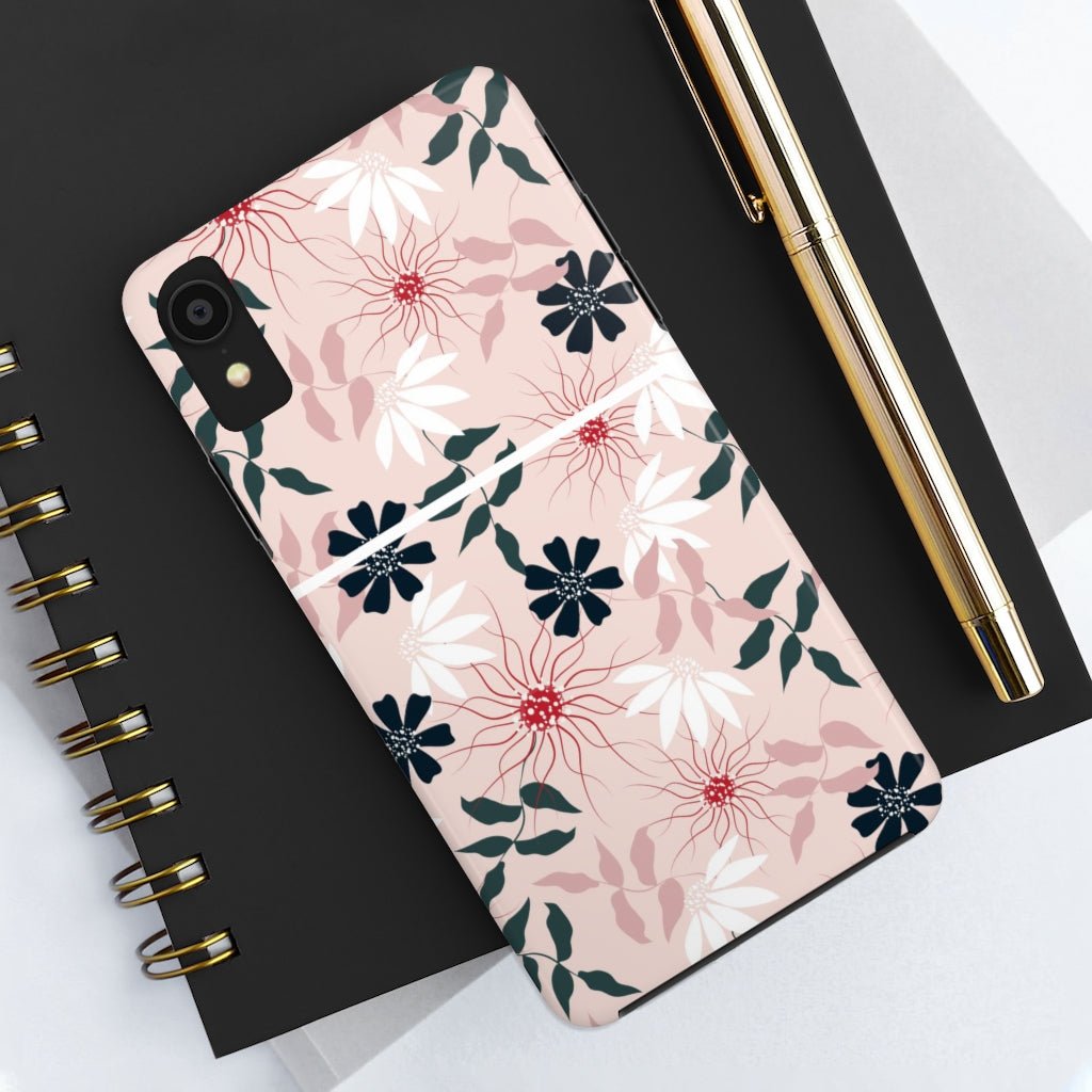 Black and Pink Floral Tough Phone Case - Super-Cute & Impact Resistant for iPhones & Samsung - We Love Your Gift