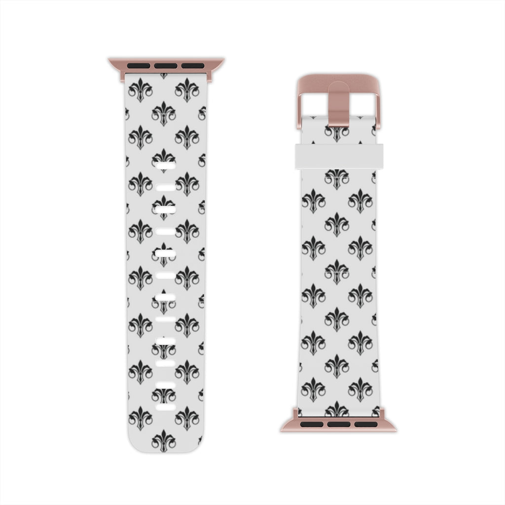 Black and White Fleur De Lis Apple Watch Band - We Love Your Gift