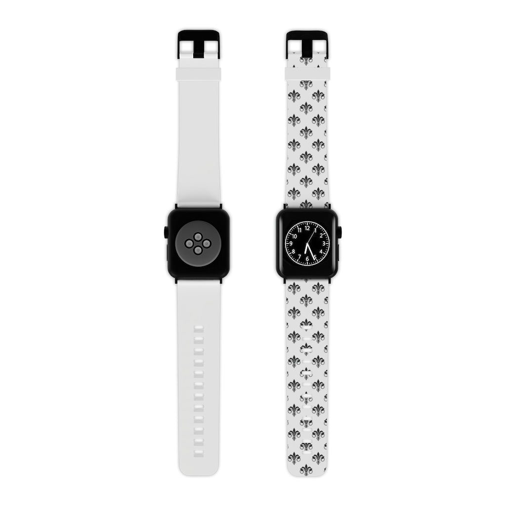 Black and White Fleur De Lis Apple Watch Band - We Love Your Gift