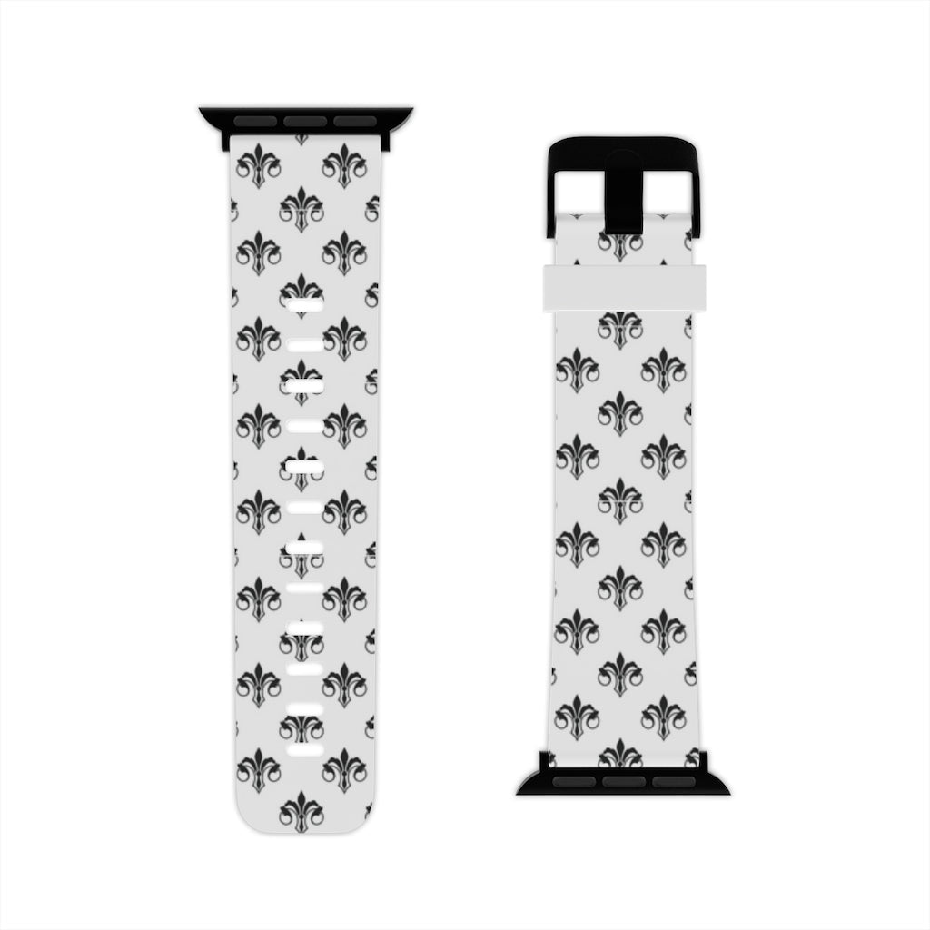 Black and White Fleur De Lis Apple Watch Band - We Love Your Gift