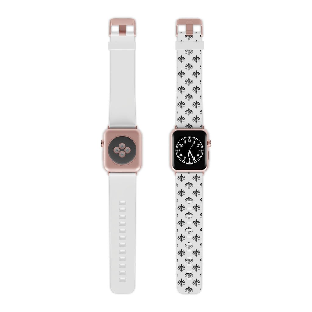 Black and White Fleur De Lis Apple Watch Band - We Love Your Gift