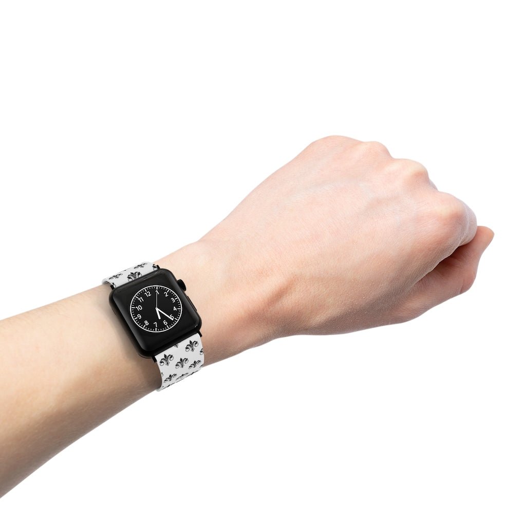 Black and White Fleur De Lis Apple Watch Band - We Love Your Gift