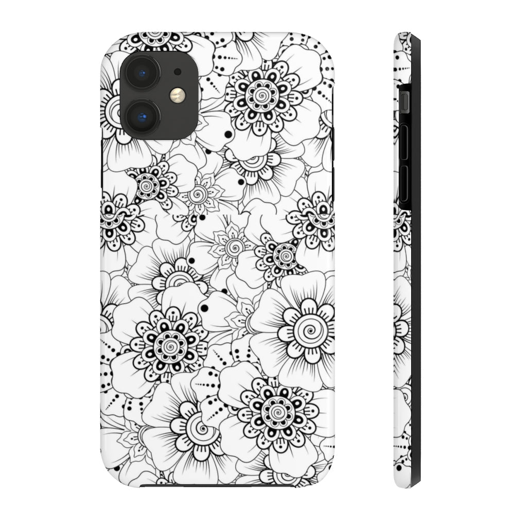 Black and White Floral Tough Phone Case - Super-Cute & Impact Resistant for iPhones & Samsung - We Love Your Gift