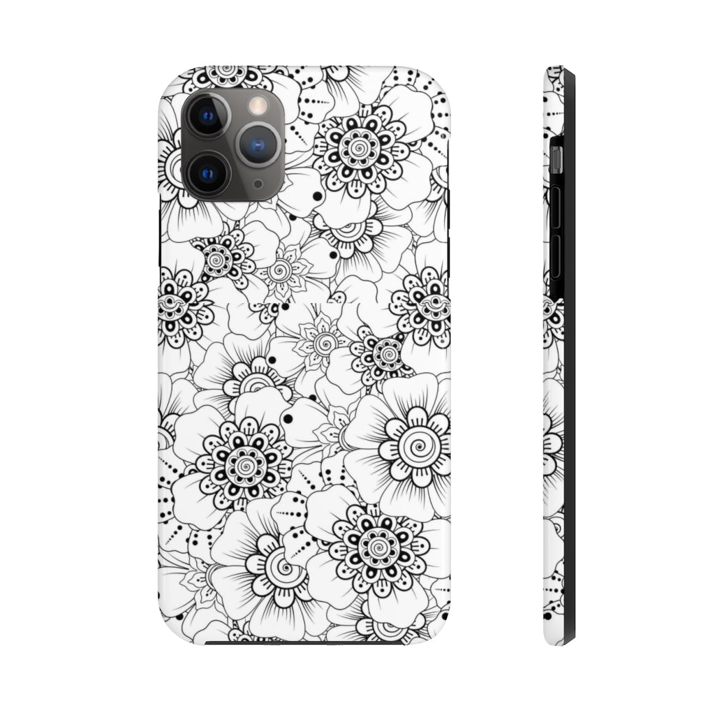 Black and White Floral Tough Phone Case - Super-Cute & Impact Resistant for iPhones & Samsung - We Love Your Gift