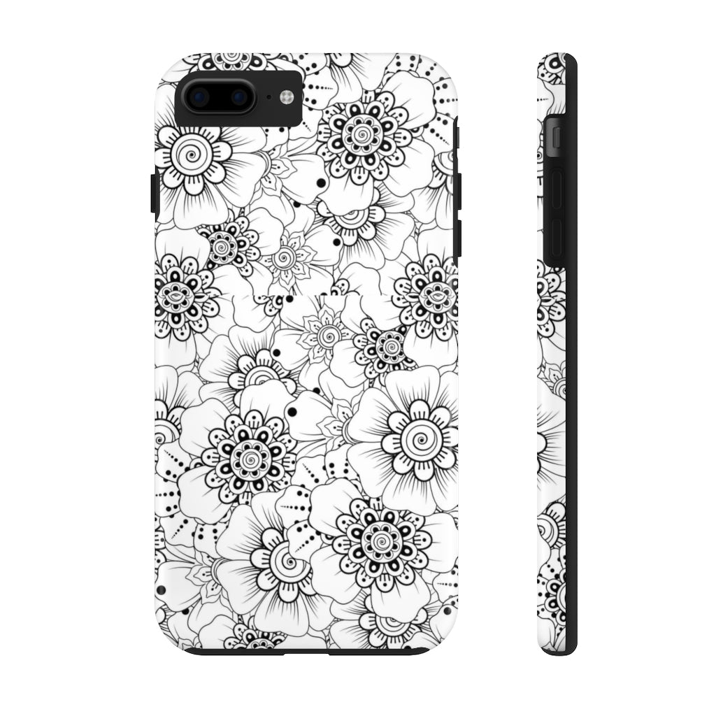 Black and White Floral Tough Phone Case - Super-Cute & Impact Resistant for iPhones & Samsung - We Love Your Gift