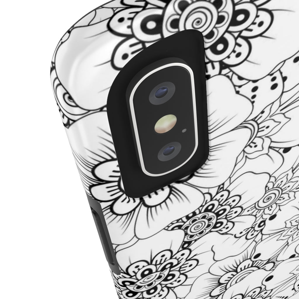 Black and White Floral Tough Phone Case - Super-Cute & Impact Resistant for iPhones & Samsung - We Love Your Gift