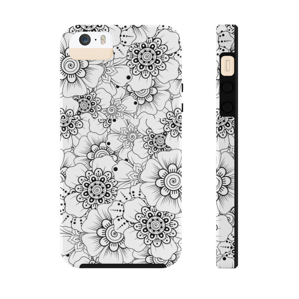 Black and White Floral Tough Phone Case - Super-Cute & Impact Resistant for iPhones & Samsung - We Love Your Gift