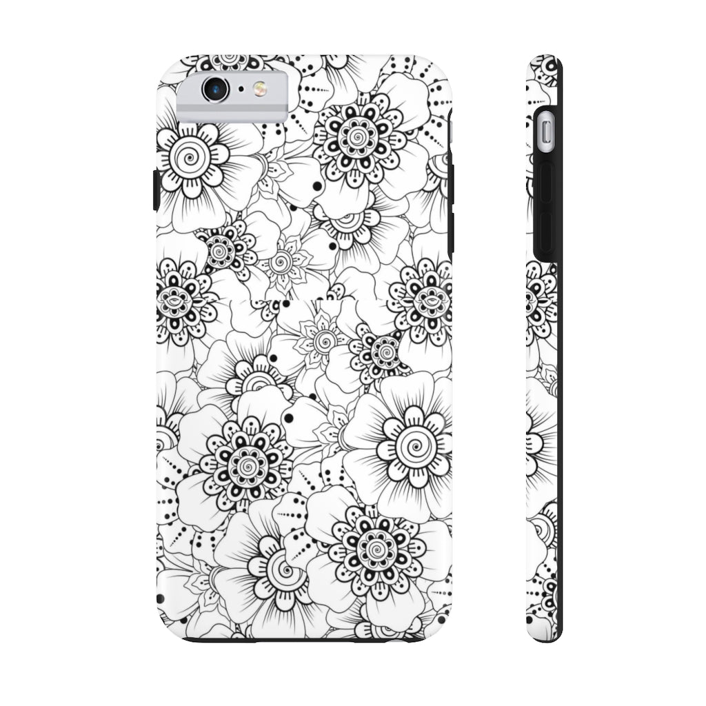 Black and White Floral Tough Phone Case - Super-Cute & Impact Resistant for iPhones & Samsung - We Love Your Gift