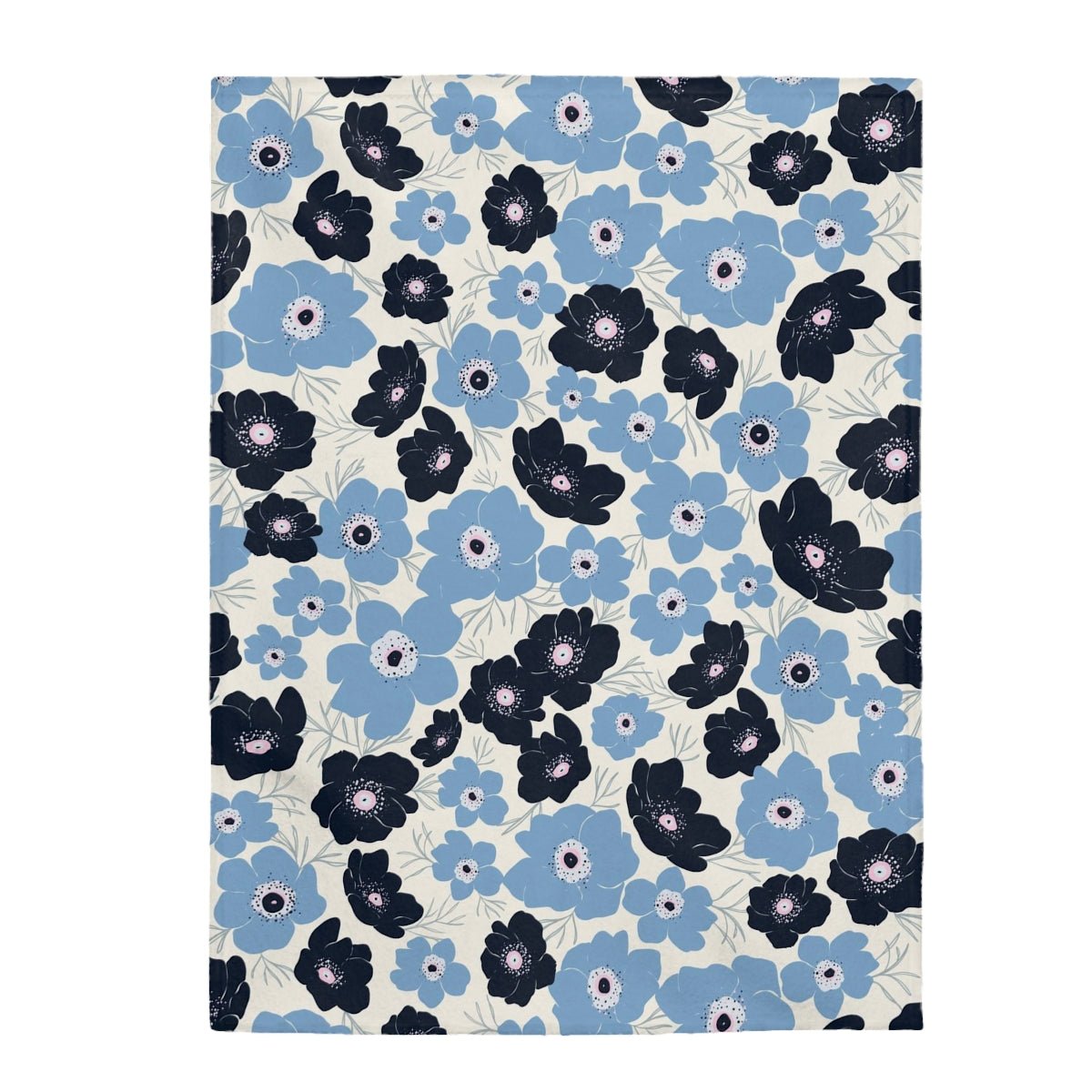 Blue Flowers Velveteen Plush Blanket - Super Soft, Warm & Cozy - We Love Your Gift