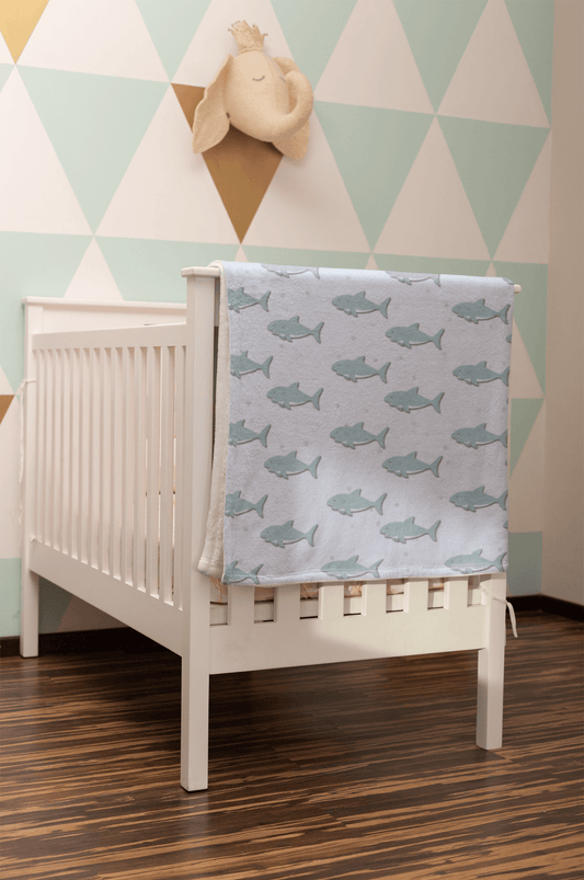 Blue Sharks Minky Blankets - We Love Your Gift