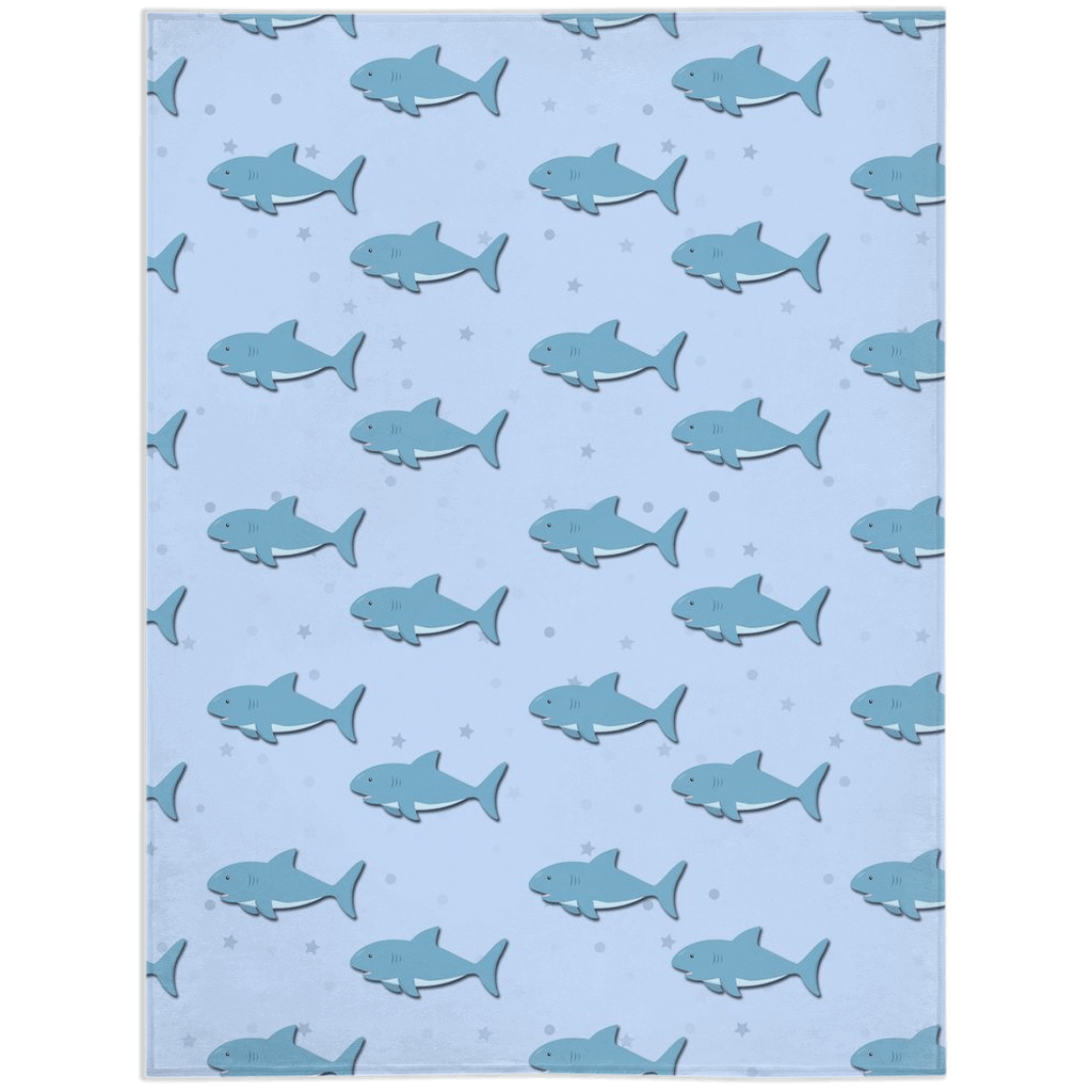 Blue Sharks Minky Blankets - We Love Your Gift