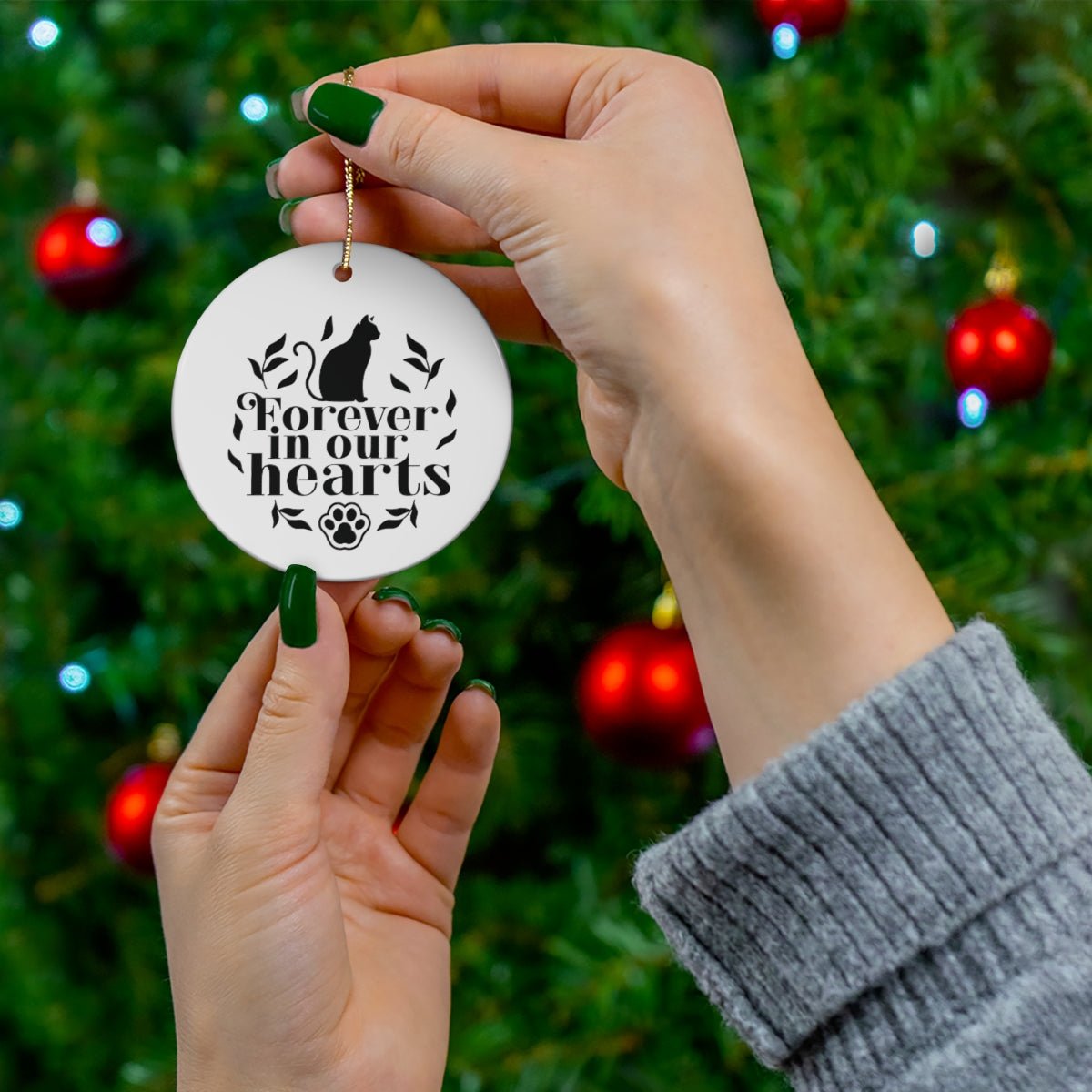 Cat Memorial Ornament - Forever in Our Hearts - We Love Your Gift