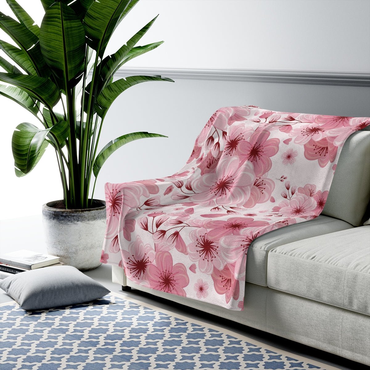 Cherry Blossoms Velveteen Plush Blanket - Super Soft, Warm & Cozy - We Love Your Gift