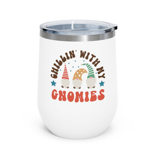 Chillin' With My Gnomies Stars - Holiday 12oz Insulated Wine Tumbler - We Love Your Gift