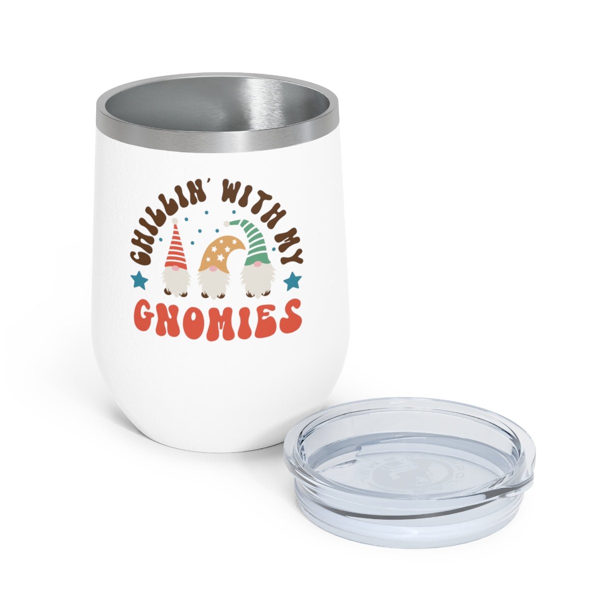 Chillin' With My Gnomies Stars - Holiday 12oz Insulated Wine Tumbler - We Love Your Gift