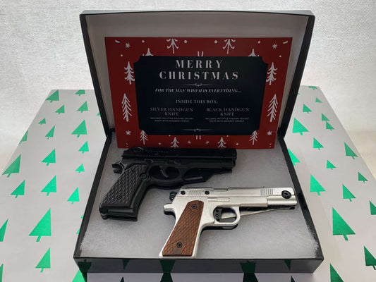 Christmas Bundle 7 - Black 1911 Handgun Knife + Silver 1911 Handgun Knife - We Love Your Gift