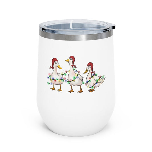 Christmas Geese - Holiday 12oz Insulated Wine Tumbler - We Love Your Gift