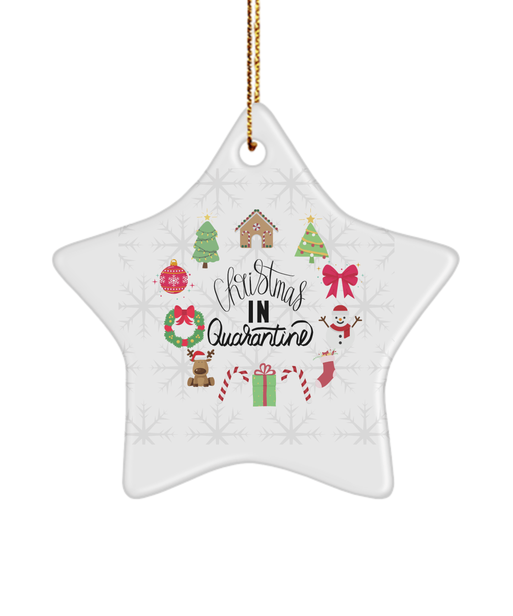 Christmas In Quarantine Funny Christmas Ceramic Ornament for Family Tree Hanging (version 2) - We Love Your Gift