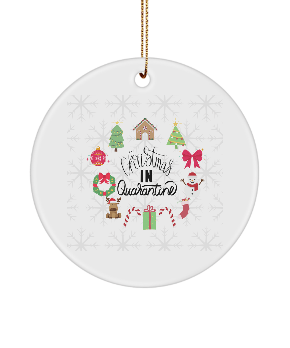 Christmas In Quarantine Funny Christmas Ceramic Ornament for Family Tree Hanging (version 2) - We Love Your Gift