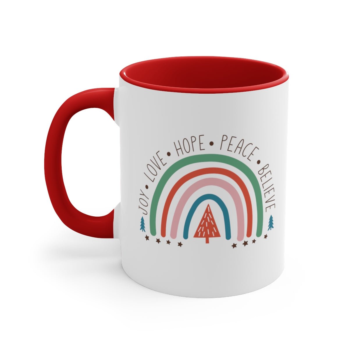 Christmas Joy Love Hope Peace Believe - Color Handled Mug - We Love Your Gift