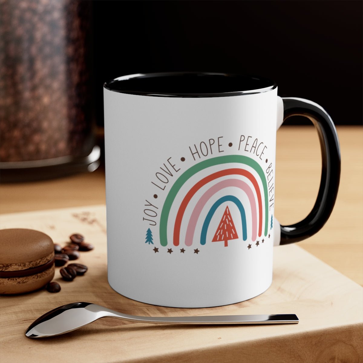 Christmas Joy Love Hope Peace Believe - Color Handled Mug - We Love Your Gift