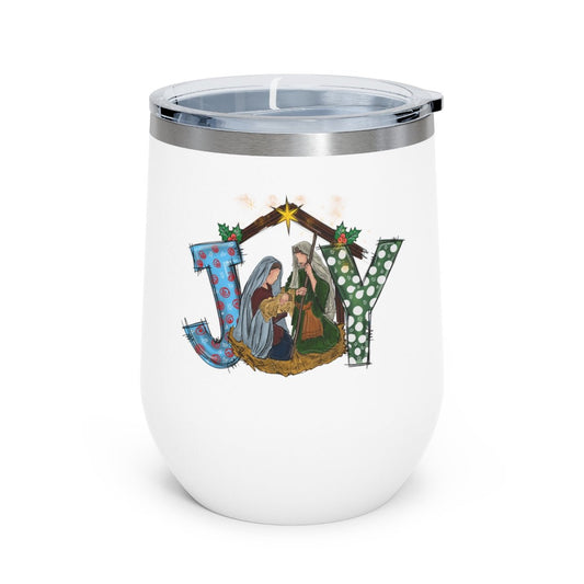 Christmas Nativity Joy - Holiday 12oz Insulated Wine Tumbler - We Love Your Gift