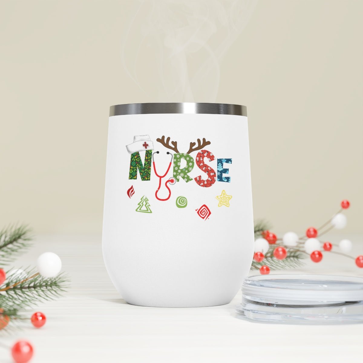 Christmas Nurse - Holiday 12oz Insulated Wine Tumbler - We Love Your Gift