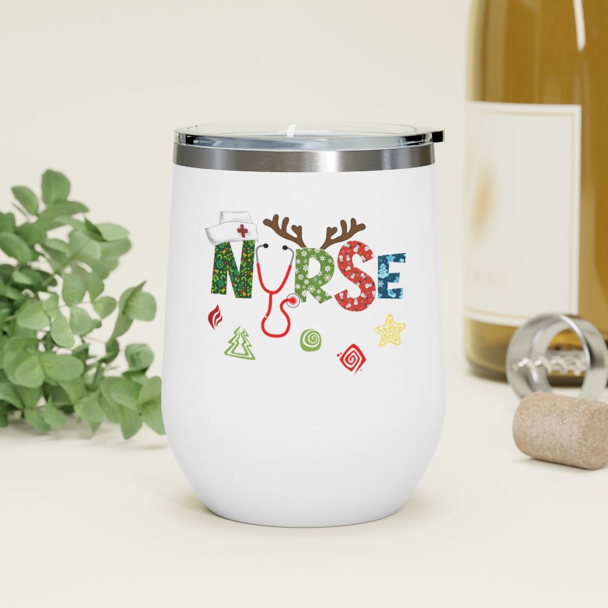 Christmas Nurse - Holiday 12oz Insulated Wine Tumbler - We Love Your Gift