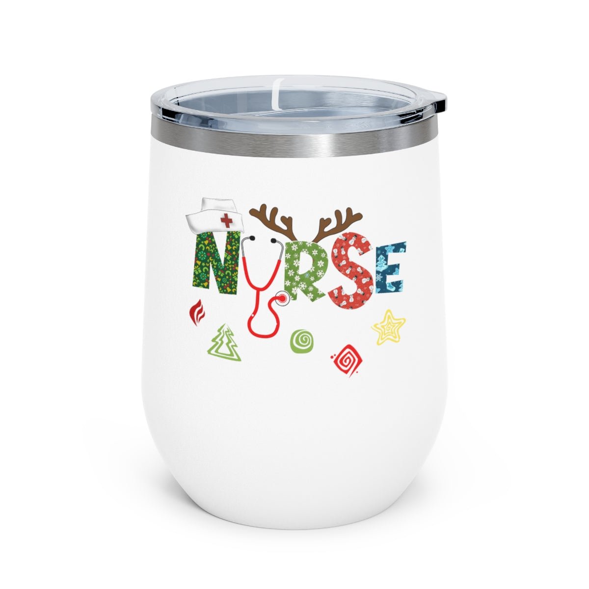 Christmas Nurse - Holiday 12oz Insulated Wine Tumbler - We Love Your Gift