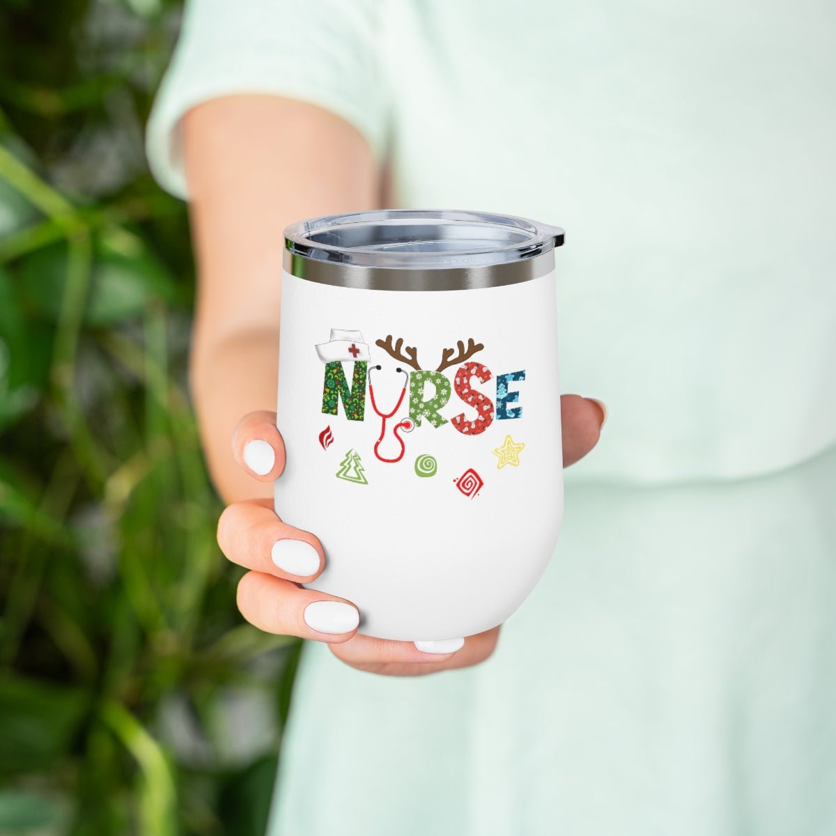 Christmas Nurse - Holiday 12oz Insulated Wine Tumbler - We Love Your Gift