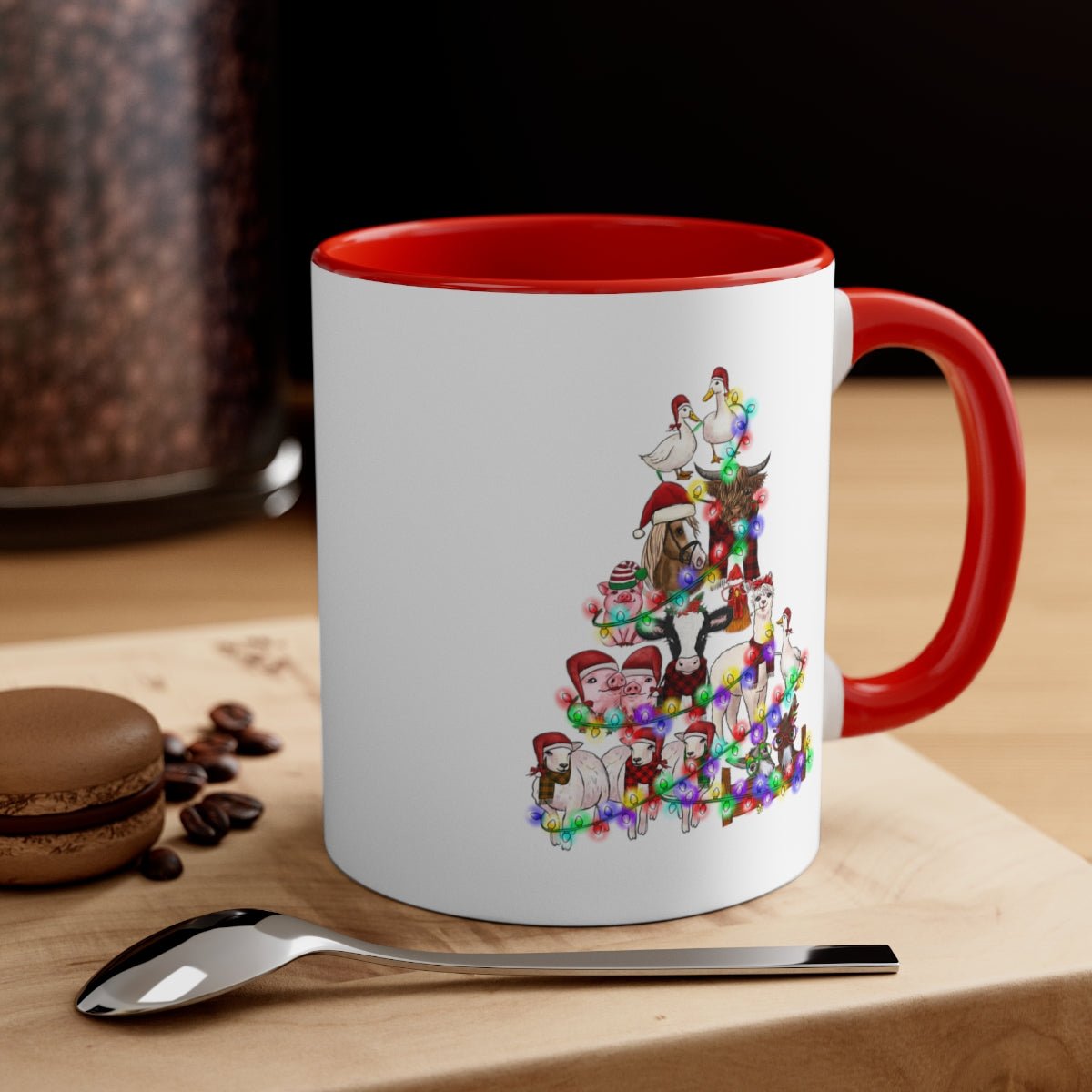 Christmas Tree Farm Animals - Color Handled Funny Mug - We Love Your Gift