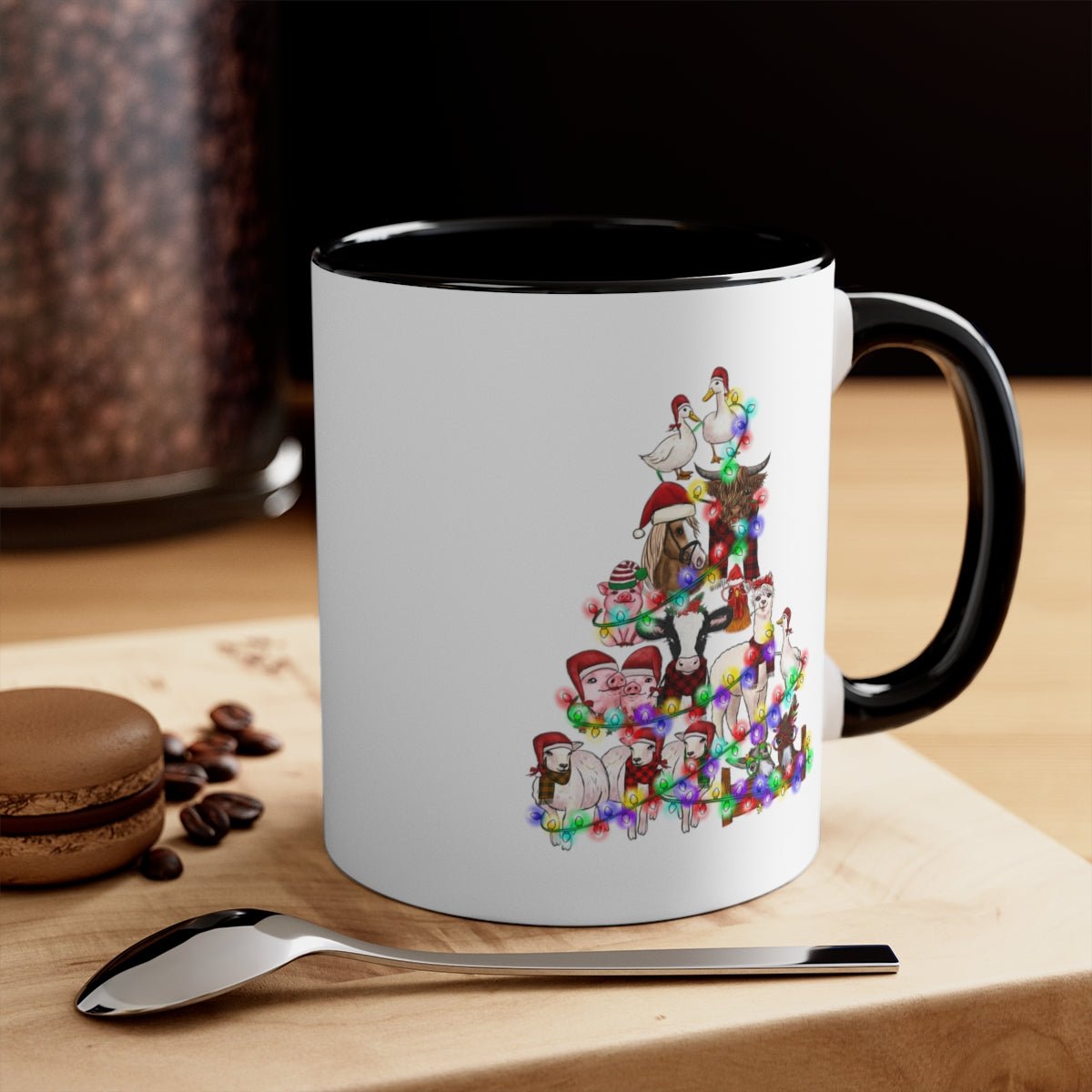 Christmas Tree Farm Animals - Color Handled Funny Mug - We Love Your Gift