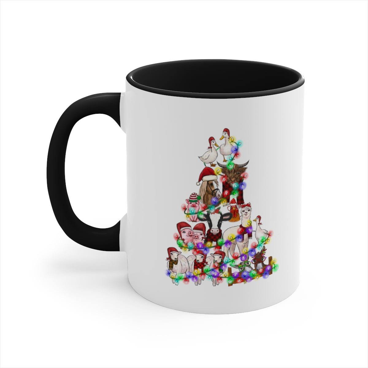 Christmas Tree Farm Animals - Color Handled Funny Mug - We Love Your Gift