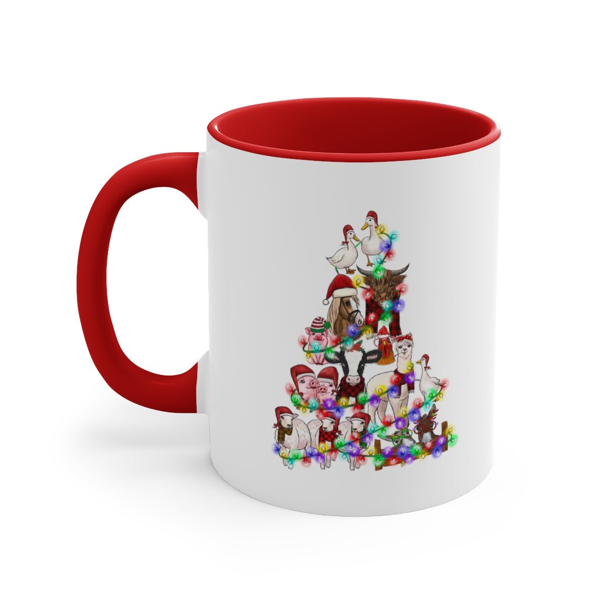 Christmas Tree Farm Animals - Color Handled Funny Mug - We Love Your Gift