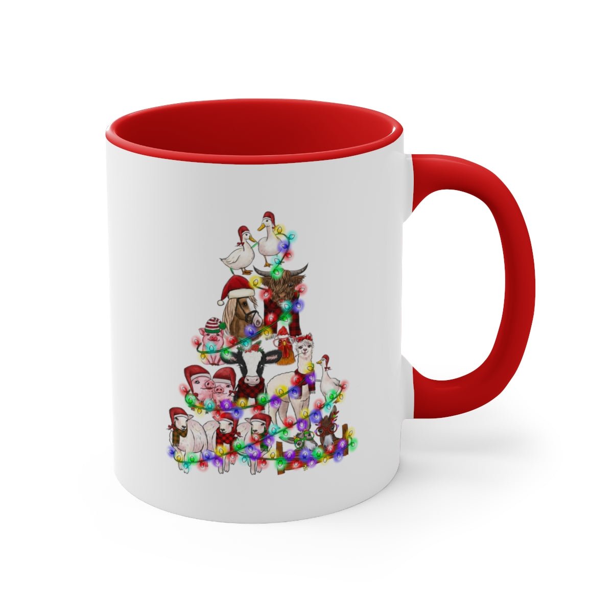 Christmas Tree Farm Animals - Color Handled Funny Mug - We Love Your Gift