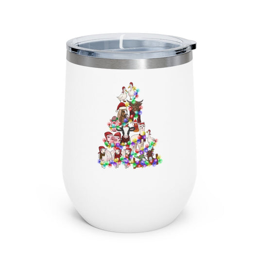 Christmas Tree Farm Animals - Holiday 12oz Insulated Wine Tumbler - We Love Your Gift