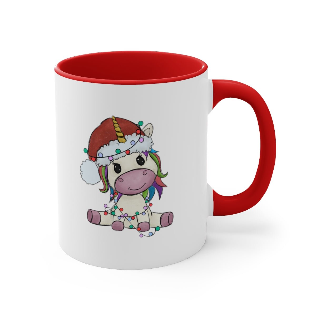 Christmas Unicorn - Color Handled Funny Mug - We Love Your Gift