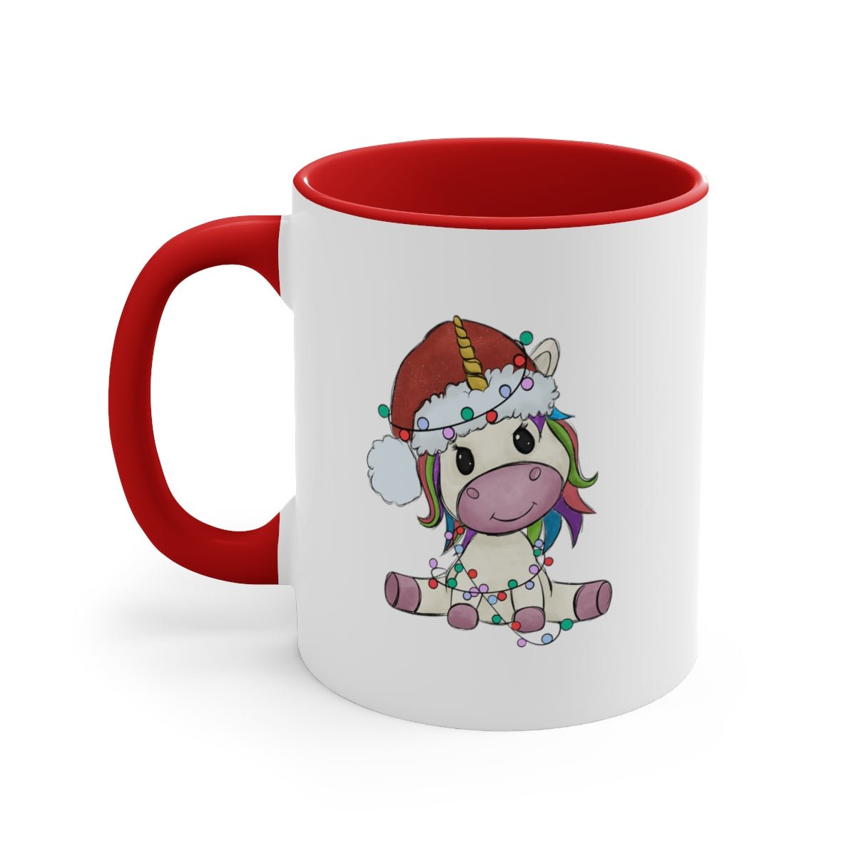 Christmas Unicorn - Color Handled Funny Mug - We Love Your Gift