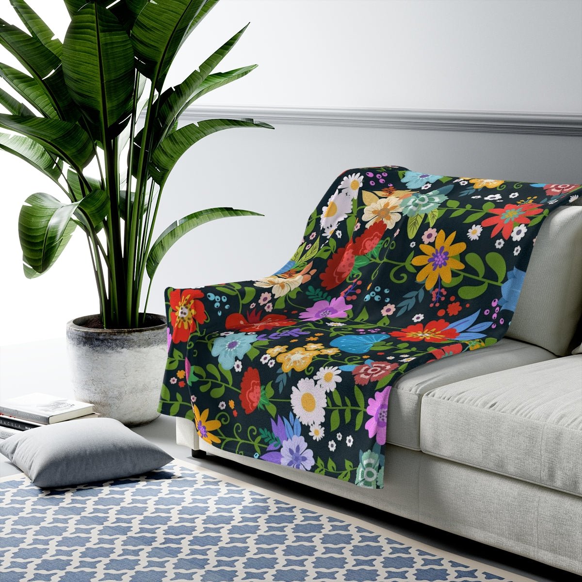 Colorful Flowers Velveteen Plush Blanket - Super Soft, Warm & Cozy - We Love Your Gift