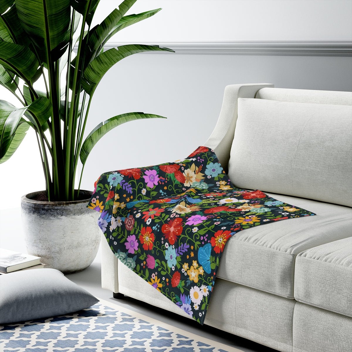 Colorful Flowers Velveteen Plush Blanket - Super Soft, Warm & Cozy - We Love Your Gift