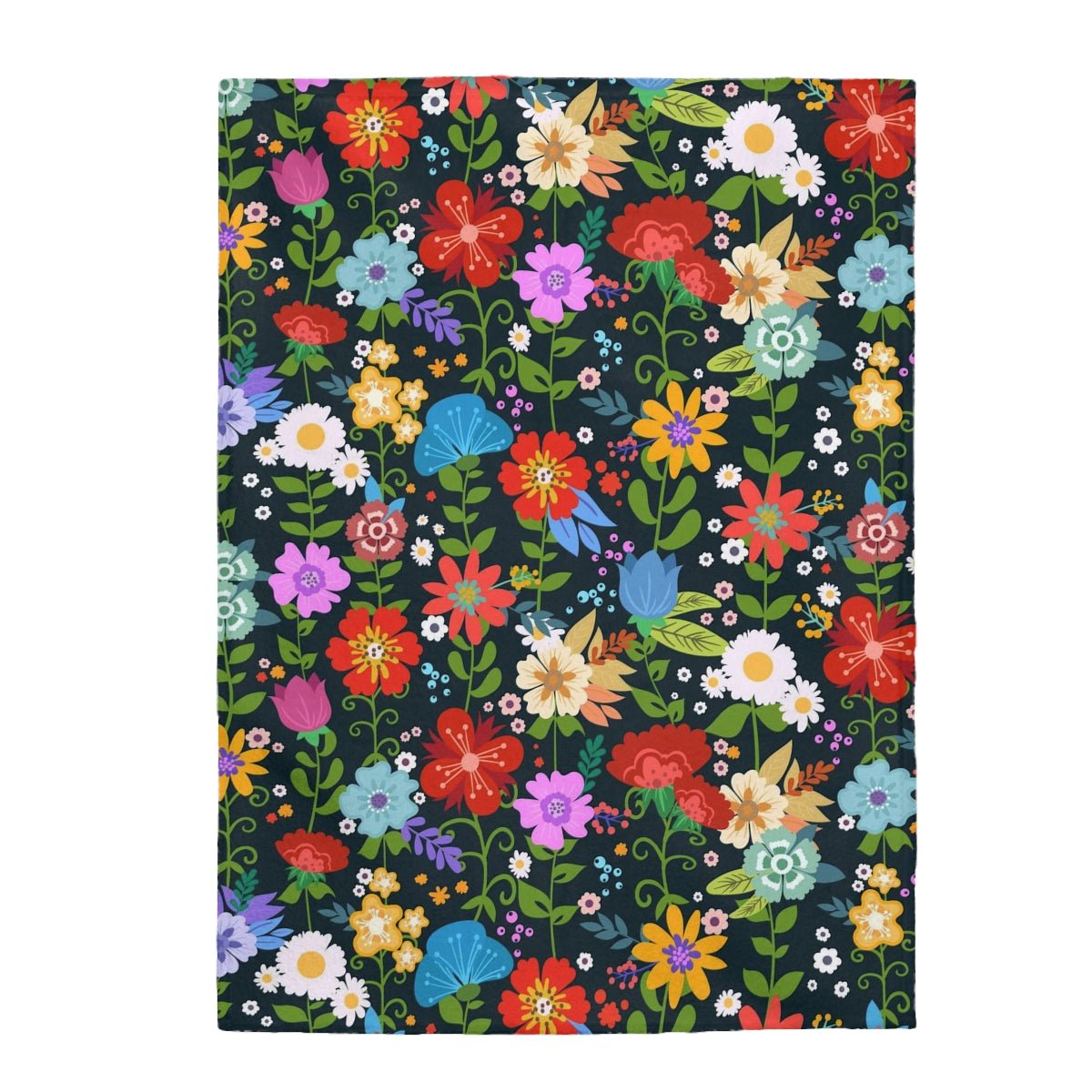 Colorful Flowers Velveteen Plush Blanket - Super Soft, Warm & Cozy - We Love Your Gift