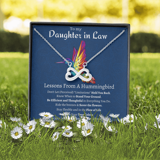 Daughter in Law Infinity Heart Necklace, Daughter-in-Law Jewelry Gift Idea, Necklace for Daughters in Law Birthday, Christmas, Graduation, Hummingbird Necklace - We Love Your Gift