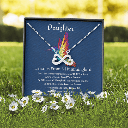 Daughter Infinity Heart Necklace, Daughter Jewelry Gift Idea, Necklace for Daughters Birthday, Christmas, Graduation, Hummingbird Necklace - We Love Your Gift