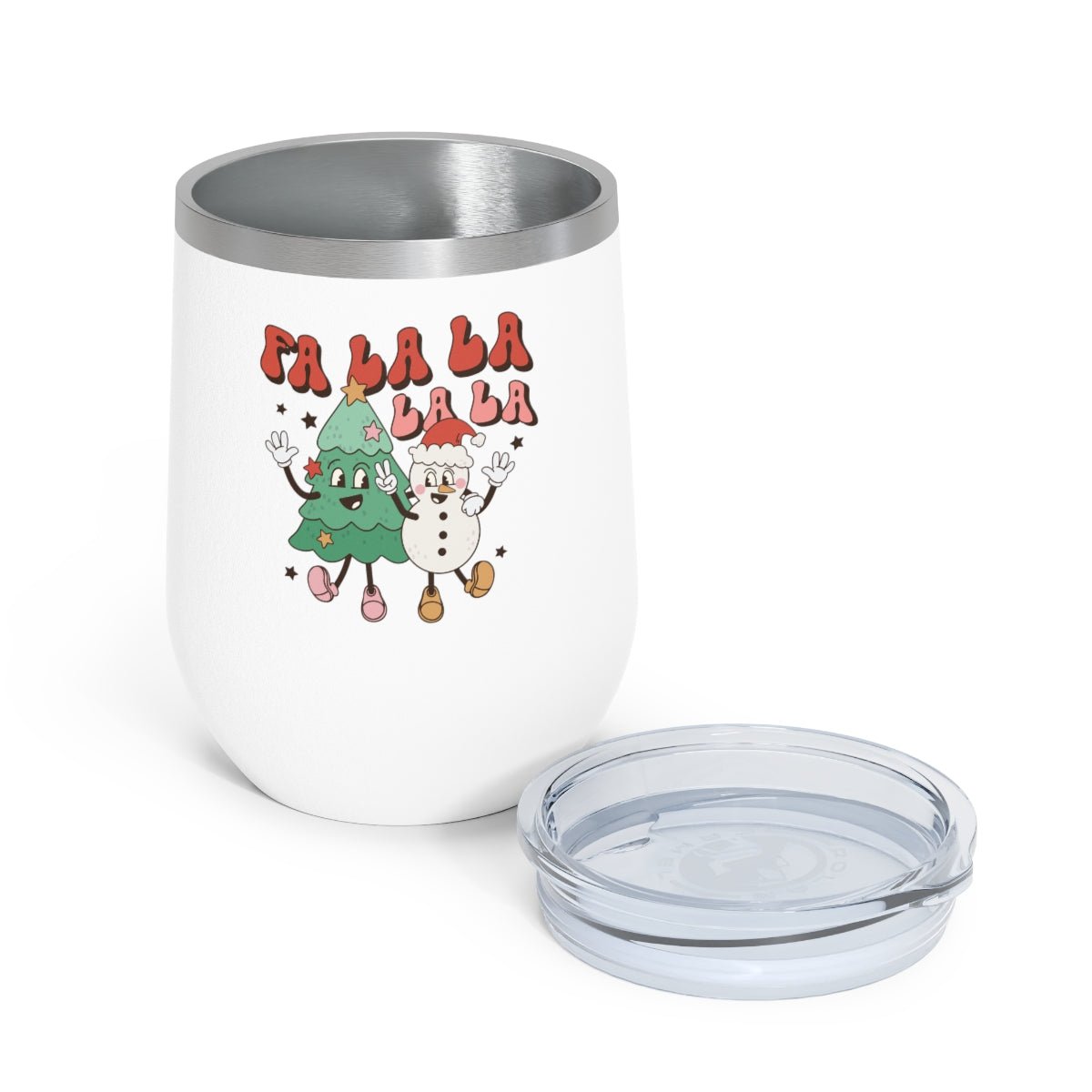 Fa La La La La Tree Snowman - Holiday 12oz Insulated Wine Tumbler - We Love Your Gift