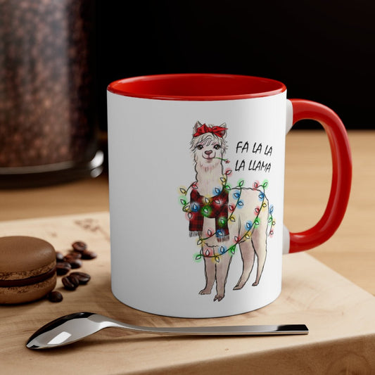 Fa La La La Llama - Color Handled Funny Mug - We Love Your Gift