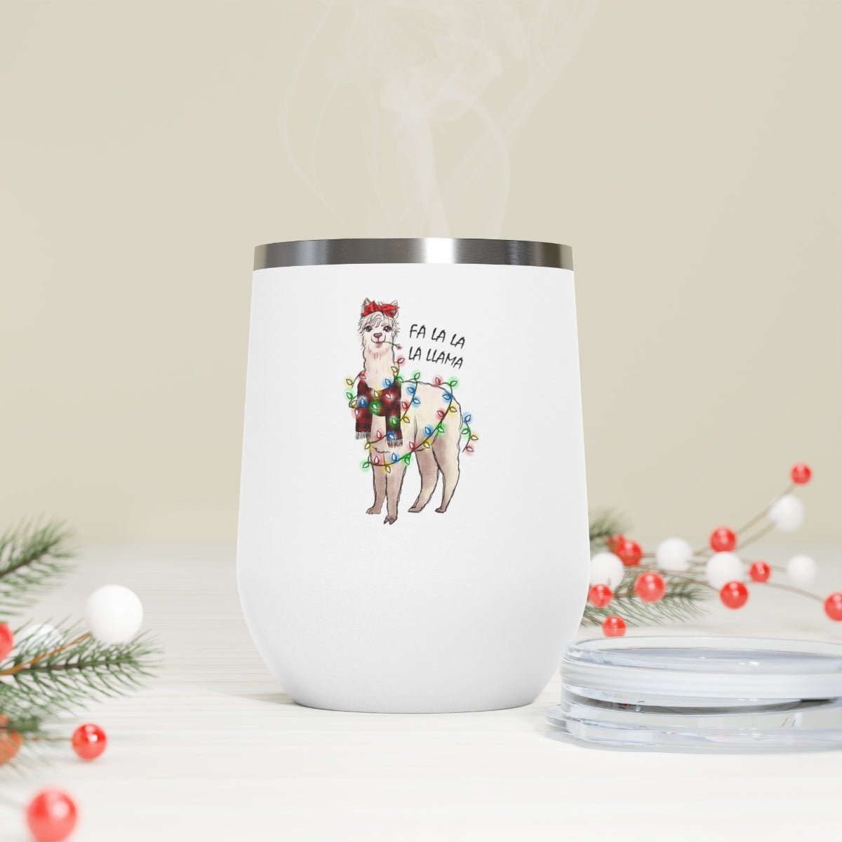 Fa La La La Llama - Holiday 12oz Insulated Wine Tumbler - We Love Your Gift