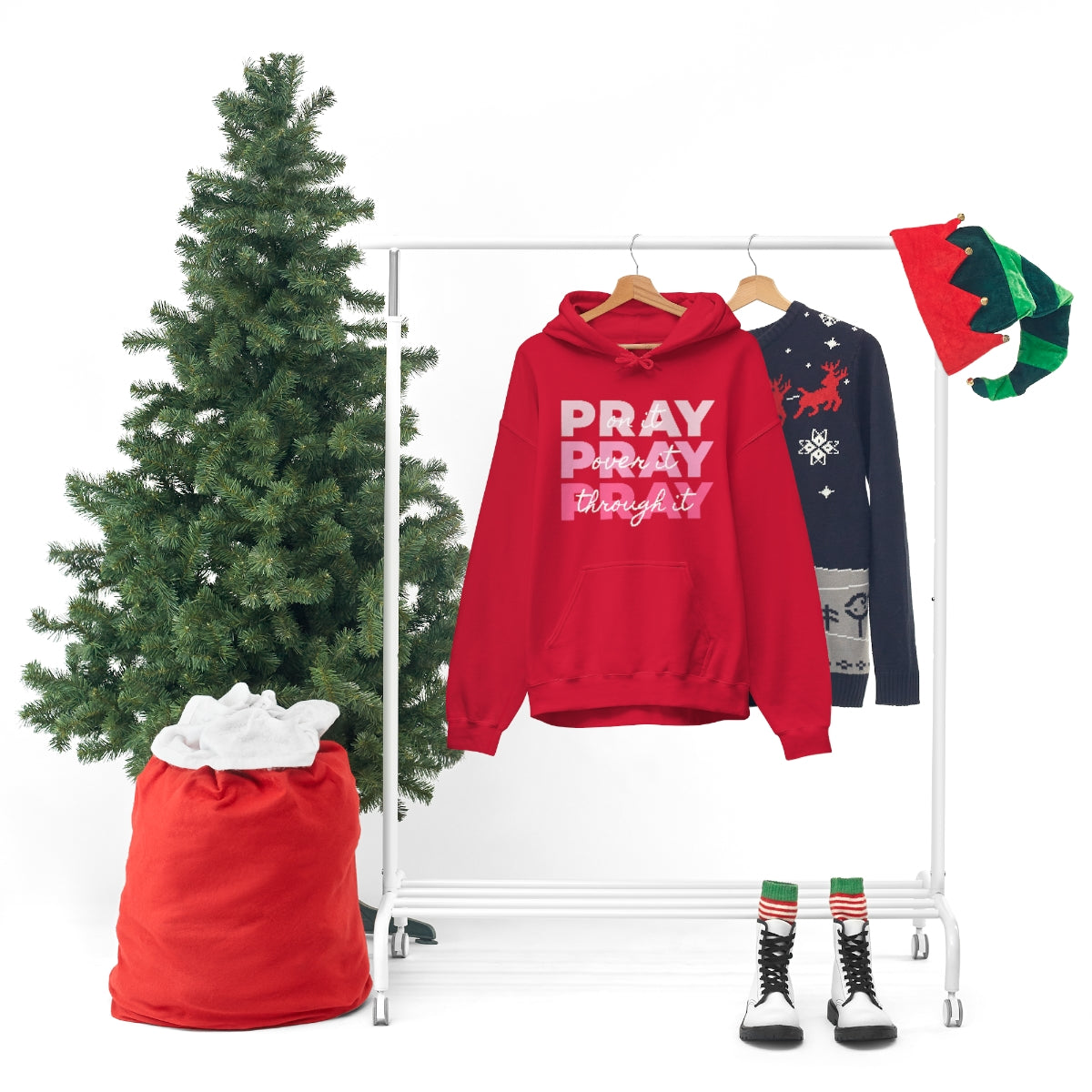 PRAY PRAY PRAY. Pray On It Pray Over It Pray Through It Christian Hoodie