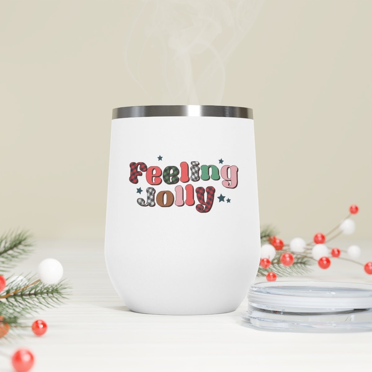 Feeling Jolly - Holiday 12oz Insulated Wine Tumbler - We Love Your Gift