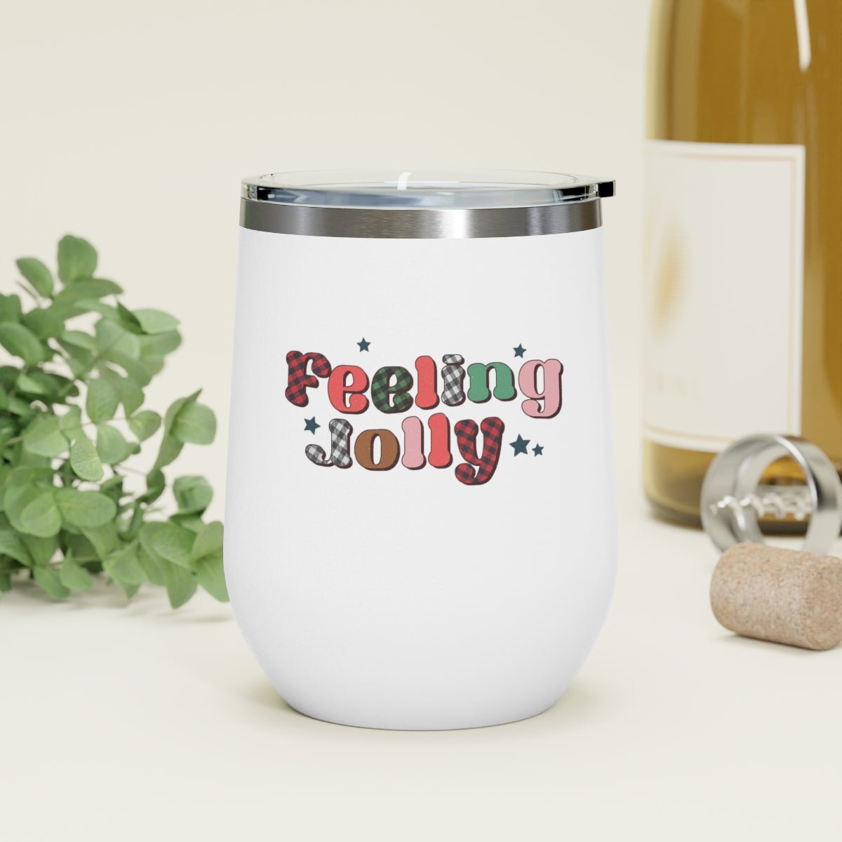 Feeling Jolly - Holiday 12oz Insulated Wine Tumbler - We Love Your Gift