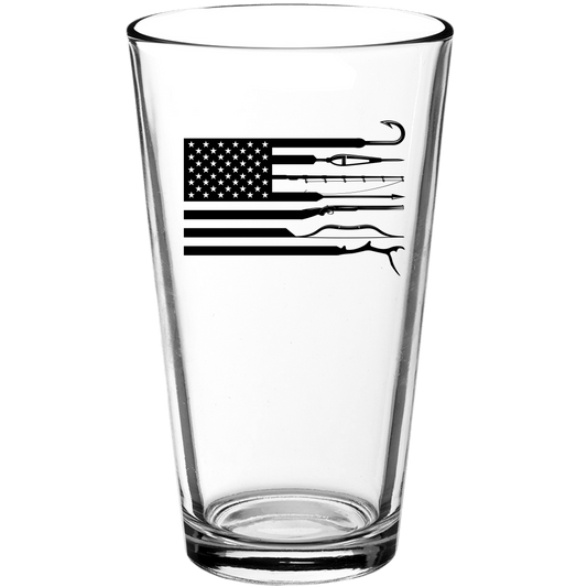 Fishing Hunting American Flag Pint Glass - We Love Your Gift